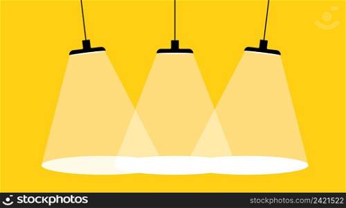 Banner spotlight background icon. Hanging lights vector desing.
