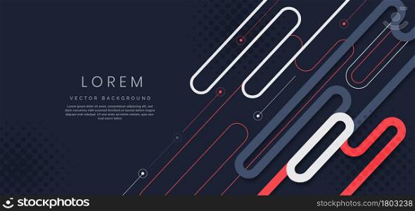 Banner template orange and white rounded shape geometric on dark blue background. You can use for ad, poster, template, business presentation. Vector illustration