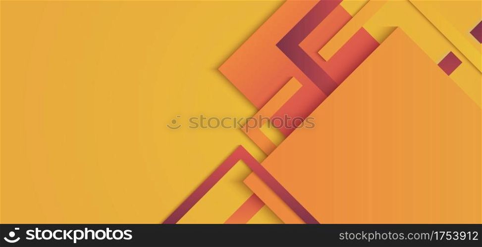 Banner template squares geometric yellow and red gradient color background modern style with space for your text. Vector illustration
