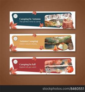 Banner template with autumn c&ing concept,watercolor style 