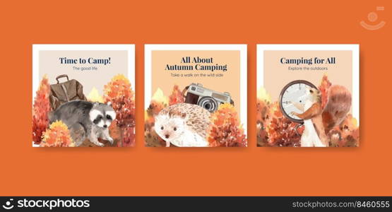 Banner template with autumn c&ing concept,watercolor style 