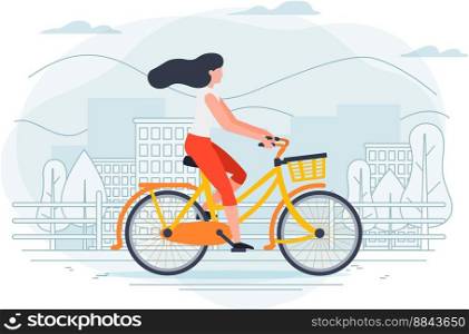 Banner template with girl on a bike vector image