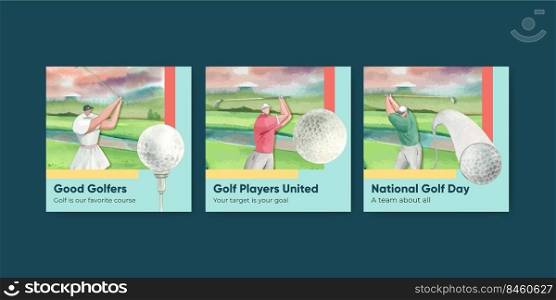 Banner template with golf lover concept,watercolor style 