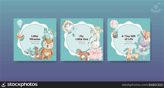 Banner template with hello baby concept ,watercolor style 