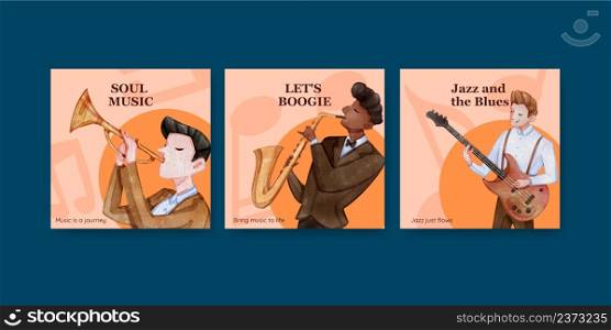 Banner template with jazz music concept,watercolor style. Banner template with jazz music concept,watercolor style