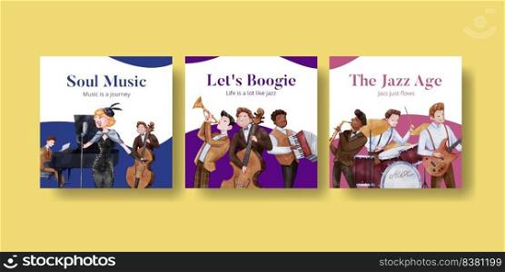 Banner template with jazz music concept,watercolor style  . Banner template with jazz music concept,watercolor style    