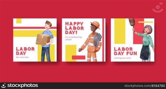 Banner template with labor day concept,watercolor style 