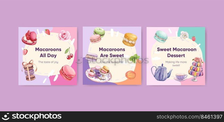 Banner template with macaron sweet concept,watercolor style 