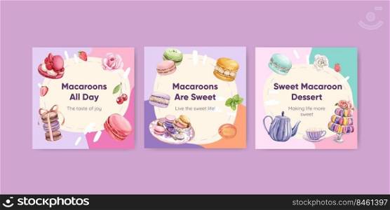 Banner template with macaron sweet concept,watercolor style 