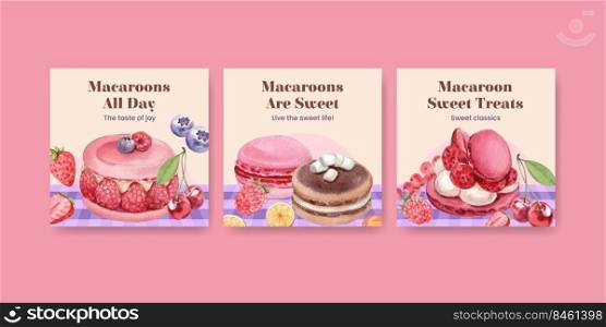 Banner template with macaron sweet concept,watercolor style 