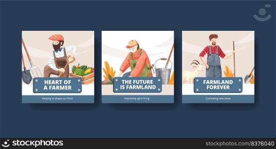 Banner template with national farmers day concept,watercolor style
