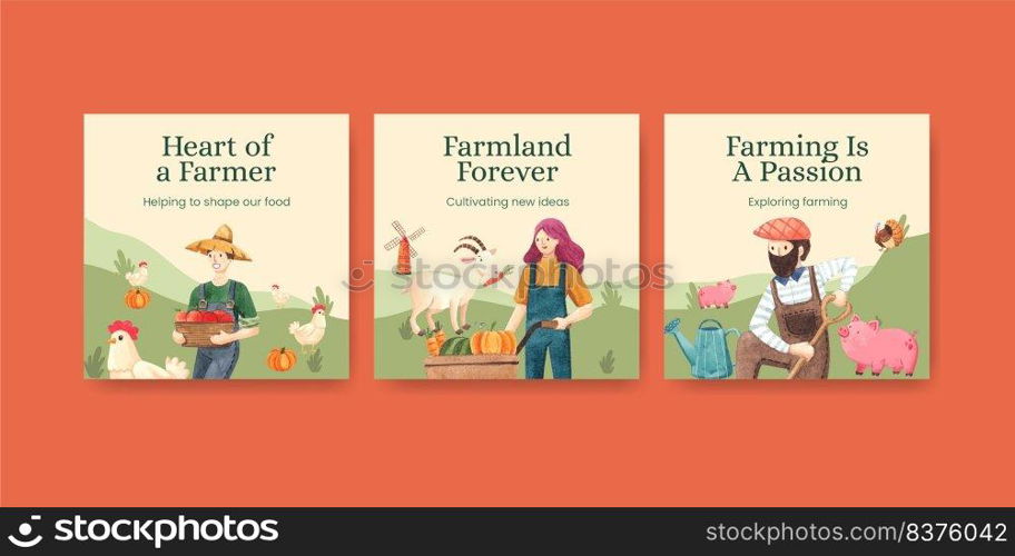 Banner template with national farmers day concept,watercolor style 