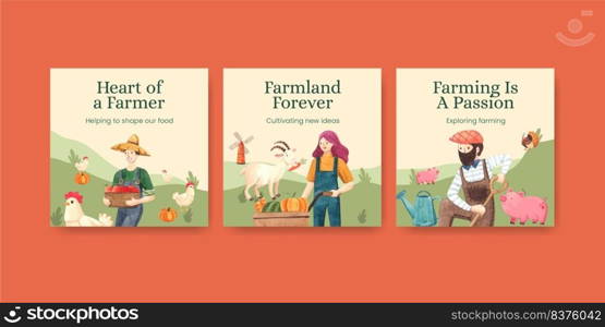 Banner template with national farmers day concept,watercolor style 