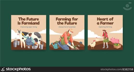 Banner template with national farmers day concept,watercolor style
