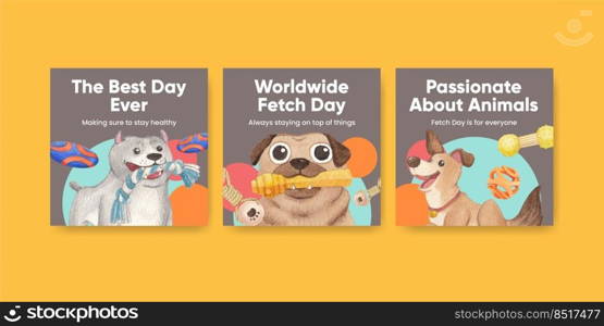 Banner template with national fetch day concept,watercolor style 