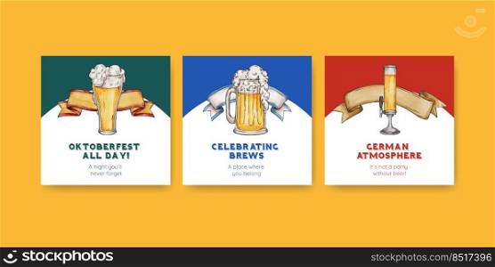 Banner template with oktoberfest festive concept,watercolor style 