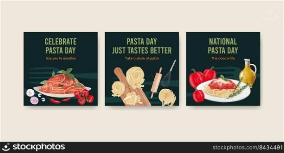 Banner template with pasta cancept,watercolor style 