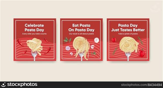 Banner template with pasta cancept,watercolor style
