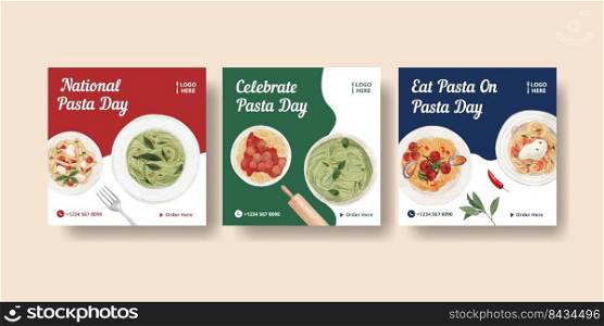 Banner template with pasta cancept,watercolor style 