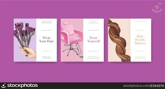 Banner template with salon hair beauty concept,watercolor style 