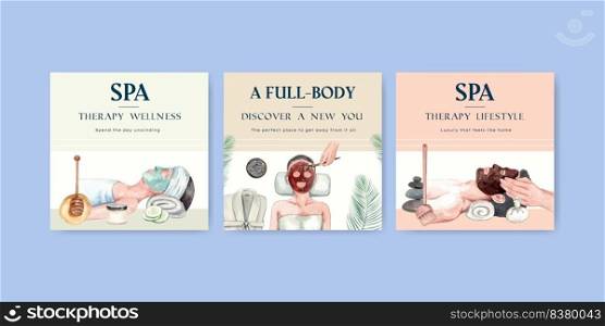 Banner template with spa therapy concept,watercolor style  