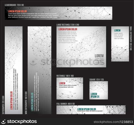 Banner templates collection with modern abstract network background. Banner templates collection with network motive