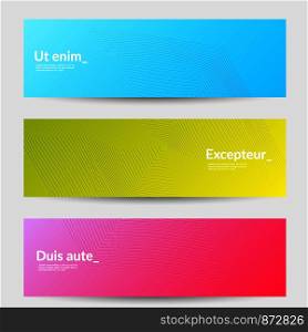 Banner templates with bright gradient background and embossed shapes. Abstract modern minimal design