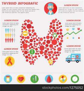 Banner Thyroid infographics with elements in flat style.. Thyroid infographics with elements in flat style.