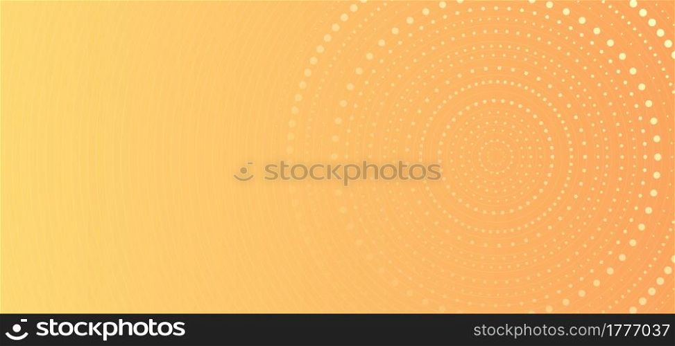 Banner web template abstract yellow gradient circles dots halftone pattern background. Vector illustration