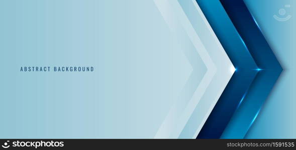 Banner web template blue angle arrow overlapping layer with lighting background space for your text. Vector illustration