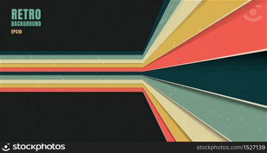 Banner web template design abstract background pattern stripe perspective vintage retro color style on black background with space for your text. Vector illustration