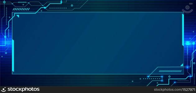 Banner web template design abstract blue technology geometric and connection system electronic circuit background with space for your text. Vector illustration