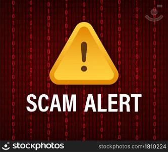 Banner with Attention please. Red Attention please sign icon. Exclamation danger sign. Alert icon. Vector stock illustration. Banner with red scam alert. Attention sign. Cyber security icon. Caution warning sign sticker. Flat warning symbol. Vector stock illustration.