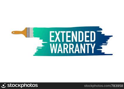 Banner with brushes, paints - Extended warranty. Vector stock illustration.