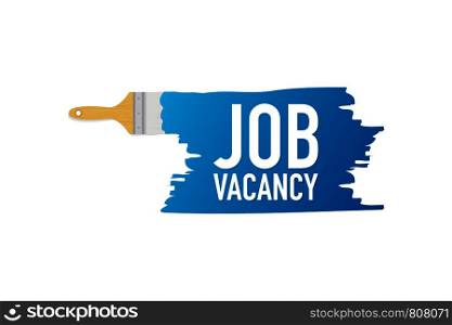 Banner with brushes, paints - Job vacancy. Vector stock illustration.