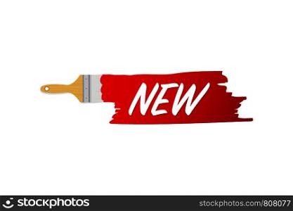 Banner with brushes, paints - New. Vector stock illustration.