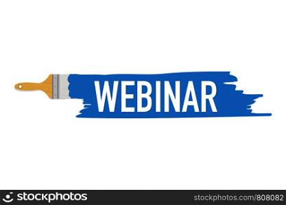 Banner with brushes, paints - Webinar. Vector stock illustration.