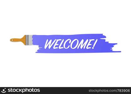 Banner with brushes, paints - Welcome! Vector stock illustration.