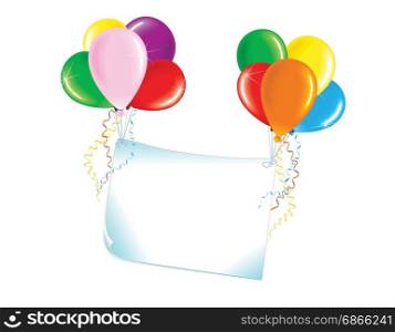 banner with color balloons