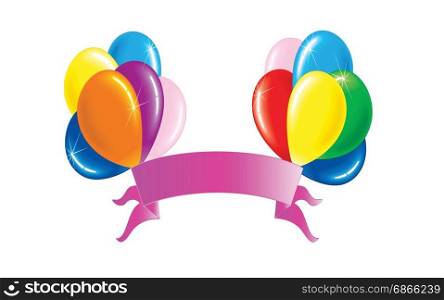 banner with color balloons illustration
