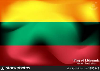 Banner with flag of Lithuania. Colorful illustration with flag for web design. Flag with folds. Bright illustration.. Banner with flag of Lithuania. Colorful illustration with flag for web design. Flag with folds.
