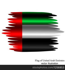 Banner with flag of United Arab Emirates with folds. Illustration with flag for web design. Bright illustration with brush effect.. Banner with flag of United Arab Emirates with folds. Illustration with flag. Bright illustration with brush effect.