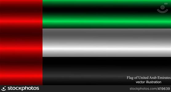Banner with flag of United Arab Emirates with folds. Illustration with flag for web design. Bright vector illustration.. Banner with flag of United Arab Emirates with folds. Illustration with flag for web design.