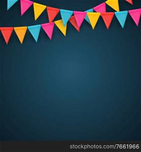 Banner with garland of flags and ribbons. Holiday Party background for birthday party, carnava. Vector Illustration EPS10. Banner with garland of flags and ribbons. Holiday Party background for birthday party, carnava. Vector Illustration