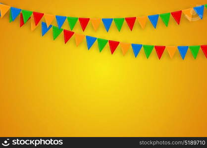 Banner with garland of flags and ribbons. Holiday Party background for birthday party, carnaval. Vector Illustration EPS10. Banner with garland of flags and ribbons. Holiday Party background for birthday party, carnaval. Vector Illustration