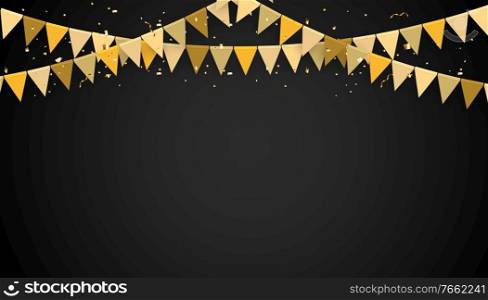 Banner with garland of flags and ribbons. Holiday Party background for birthday party, carnaval. Vector Illustration EPS10. Banner with garland of flags and ribbons. Holiday Party background for birthday party, carnaval. Vector Illustration