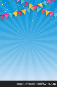 Banner with garland of flags and ribbons. Holiday Party background for birthday party, carnaval template. Vector Illustration EPS10. Banner with garland of flags and ribbons. Holiday Party background for birthday party, carnaval template. Vector Illustration