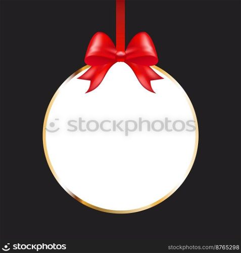 Banner with gold frame and red bow. Shopping promotion poster.Discount special off design banner. Isolated on white background. Vector illustration