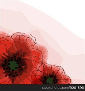 Banner with poppy flowers on a light background. Hand drawn poppy flowers. Symbol of the day of remembrance. Poster for the day of remembrance and victory. Banner with poppy flowers on a light background. Hand drawn poppy flowers. Symbol of the day of remembrance. Poster for the day of remembrance and victory.