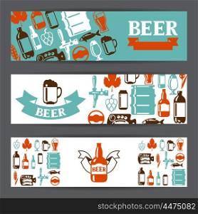 Banners design with beer icons and objects. Banners design with beer icons and objects.